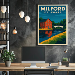 Milford Delaware Scenic Watercolor Wanderlust Poster