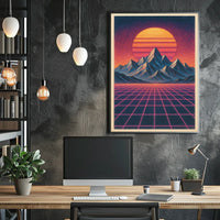 Retro-Futuristic Neon Landscape: Futuristic Sci-Fi Poster