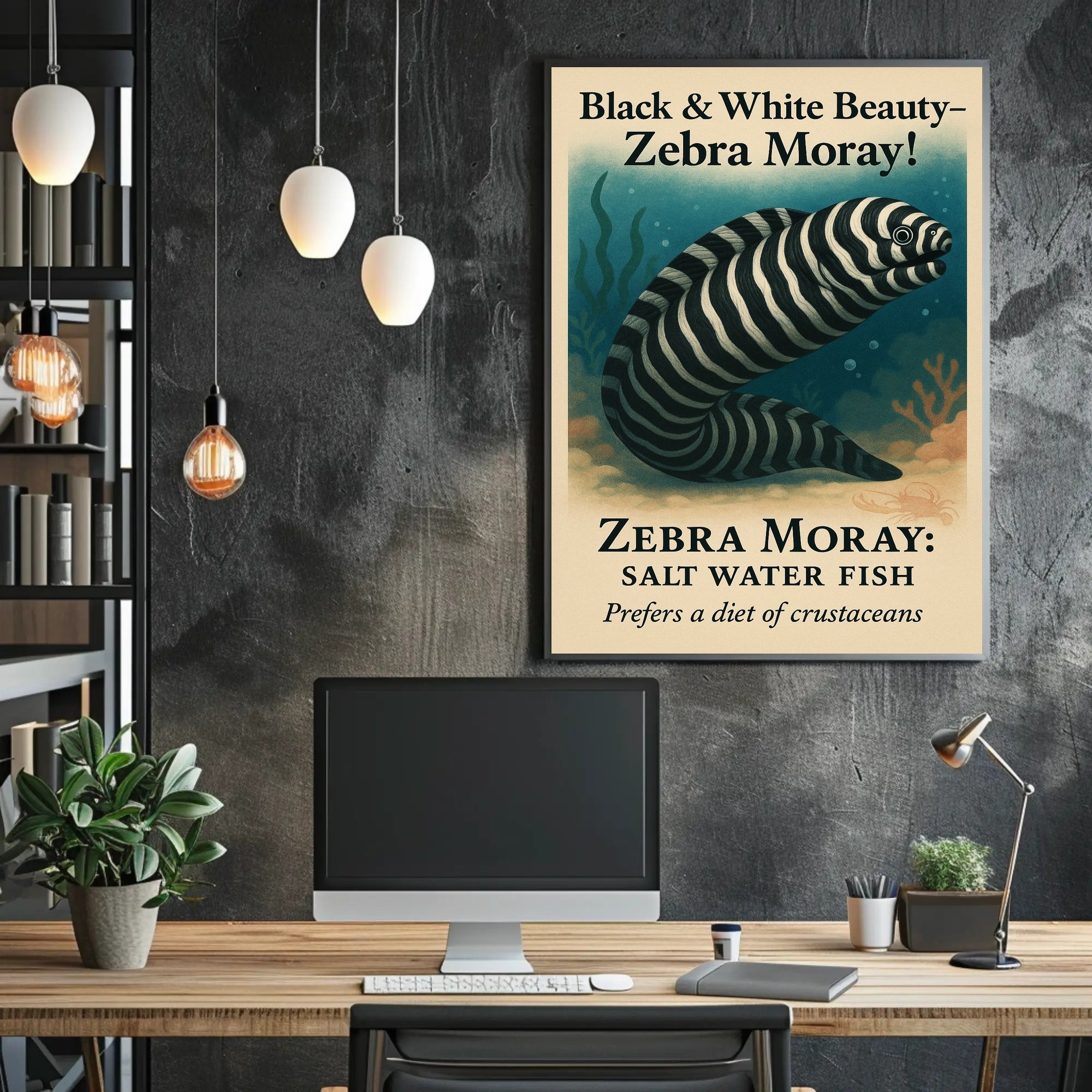 Black White Beauty Zebra Moray Poster PosterGoat
