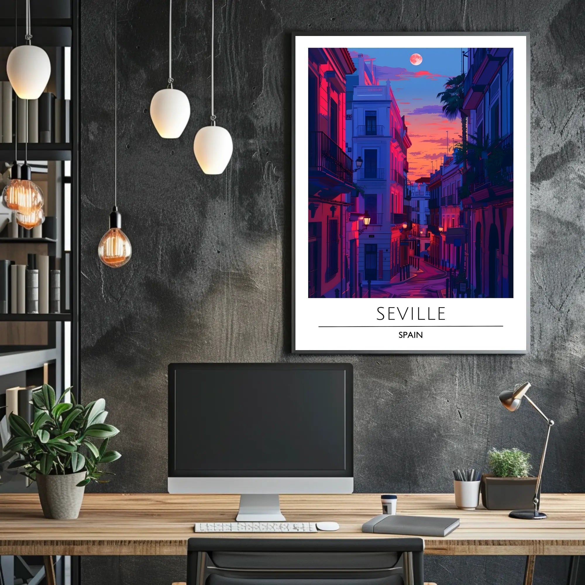 Seville Twilight Urban Escape Poster