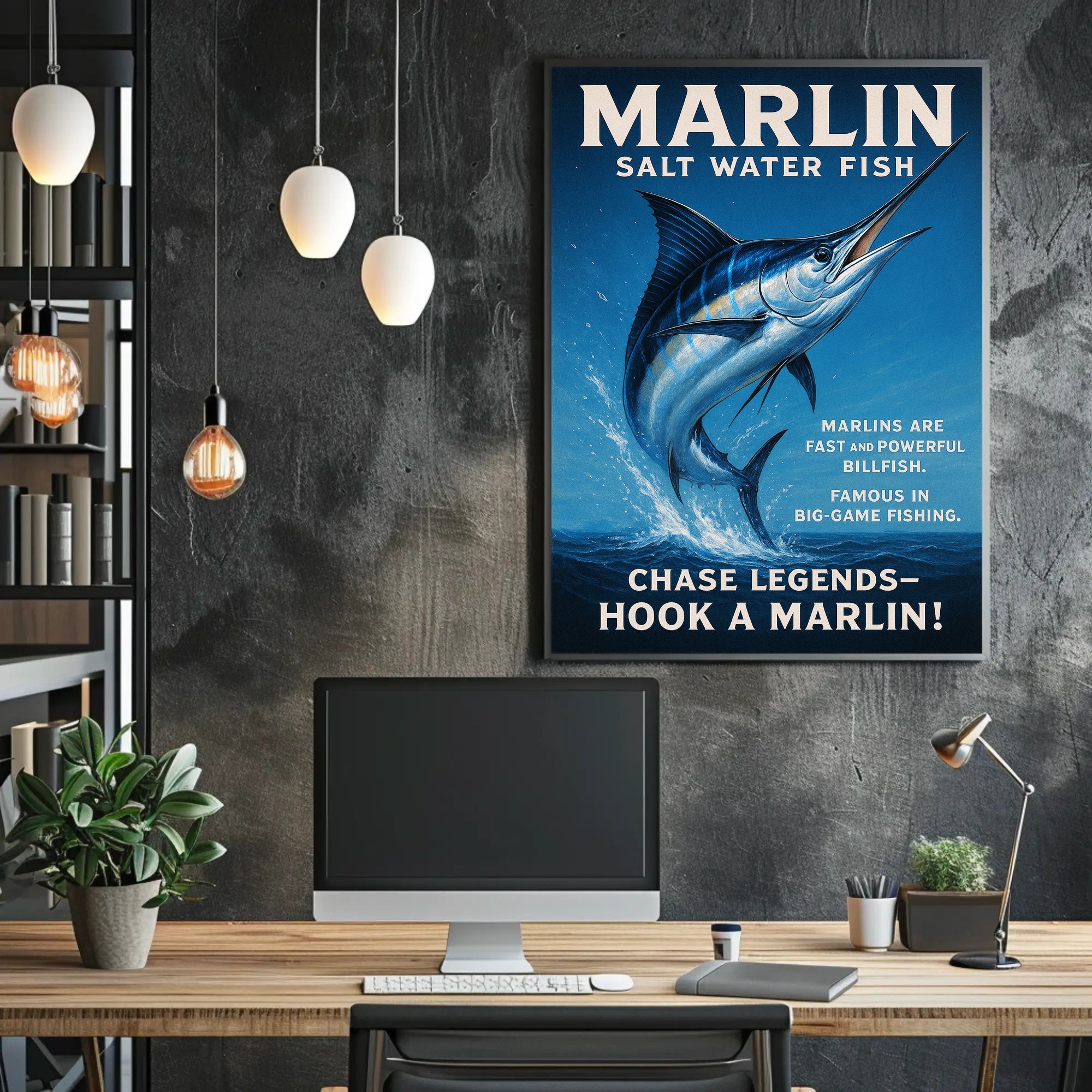 Marlin Saltwater Adventure Poster PosterGoat
