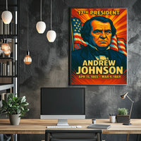 Andrew Johnson 17th President of the United States Colorful Comic Book Style Poster
