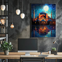 Moonlit Reflections Of Architectural Poster