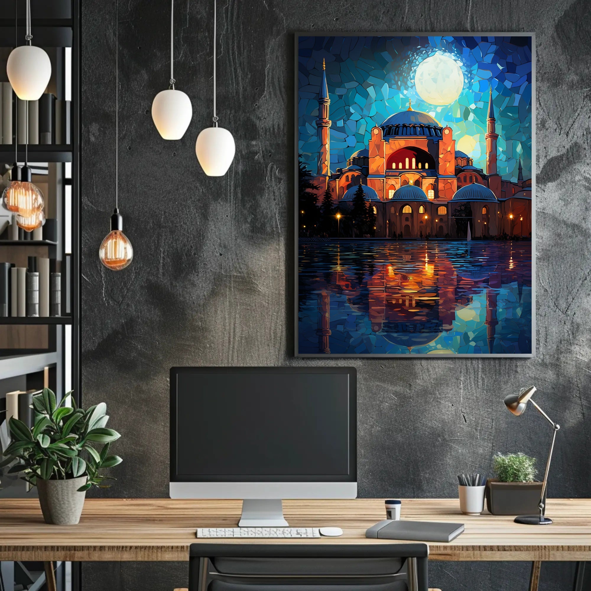 Moonlit Reflections Of Architectural Poster