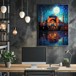 Moonlit Reflections Of Architectural Poster