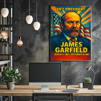 James A. Garfield 20th President of the United States Colorful Comic Book Style Poster