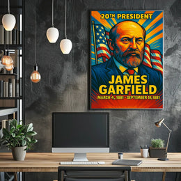 James A. Garfield 20th President of the United States Colorful Comic Book Style Poster