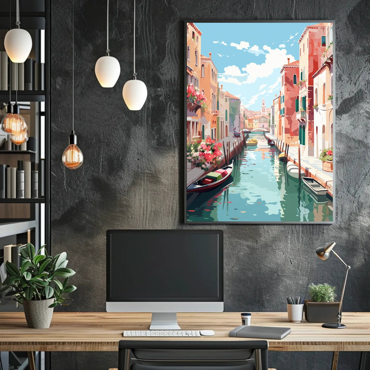 Venetian Canal Beauty Explored in Travel Poster