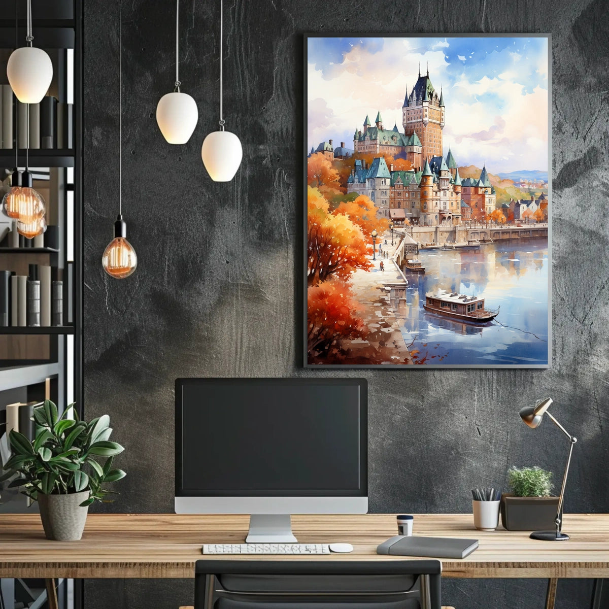 Castle Reflections on Tranquil Riverbank Travel Poster