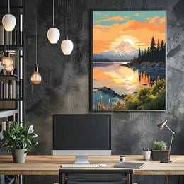 Serene Mountain Sunset Poster PosterGoat