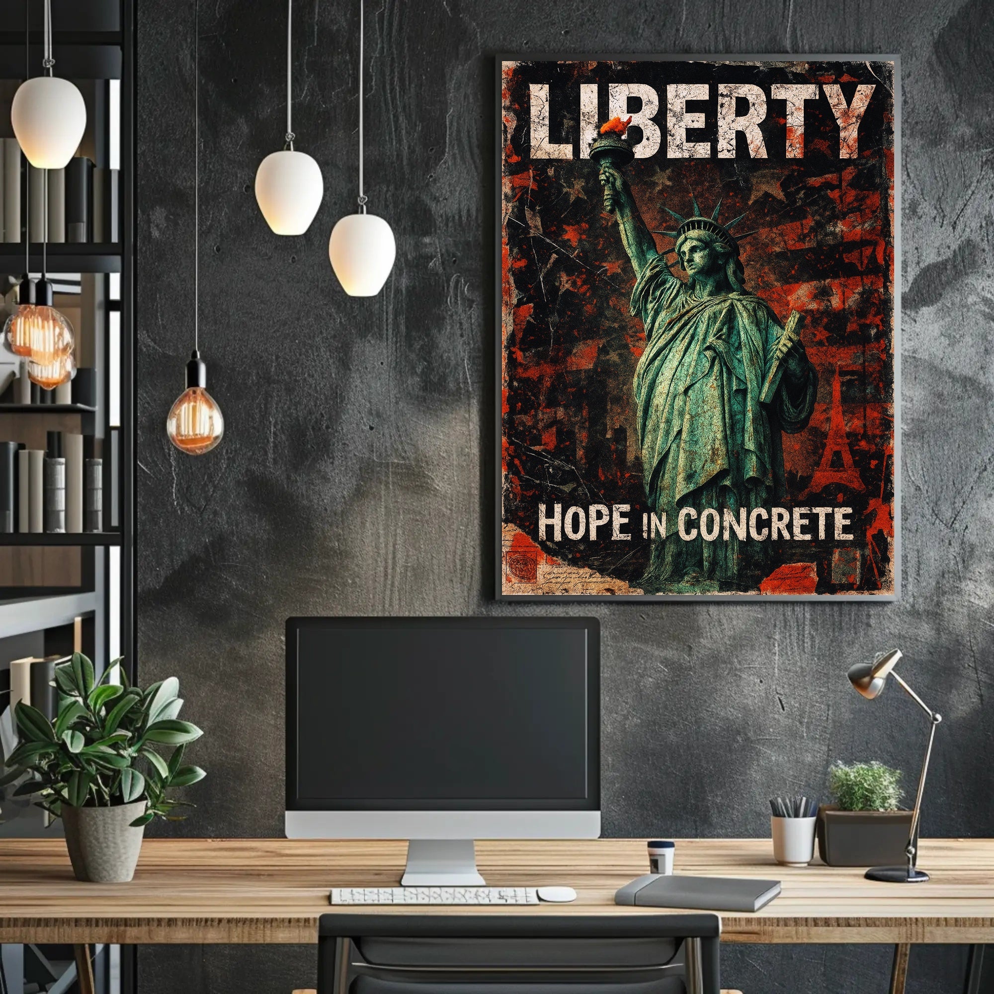 Statue of Liberty Grunge Art Political or Propaganda Poster