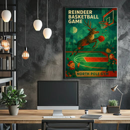 Reindeer Basketball Game Poster