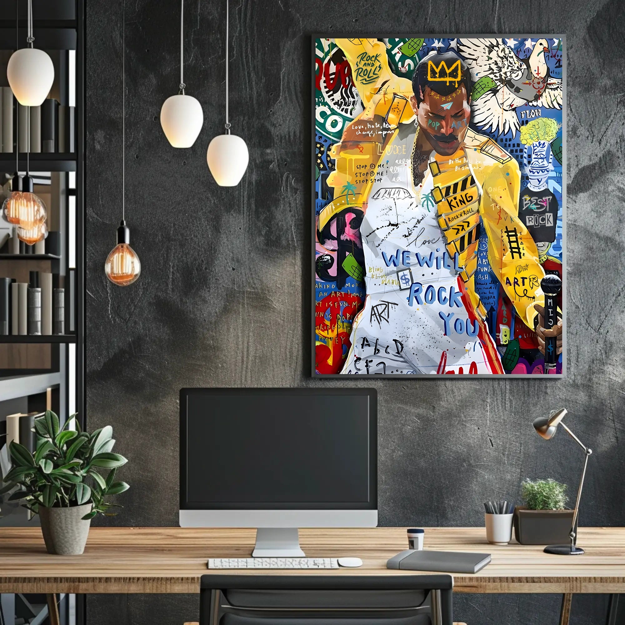 Iconic Rock Star in Motion Pop Culture Poster