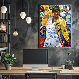 Iconic Rock Star in Motion Pop Culture Poster