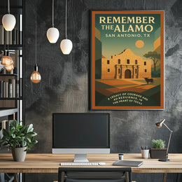 Alamo Sunset Vintage Poster: Texas Heritage Art Print