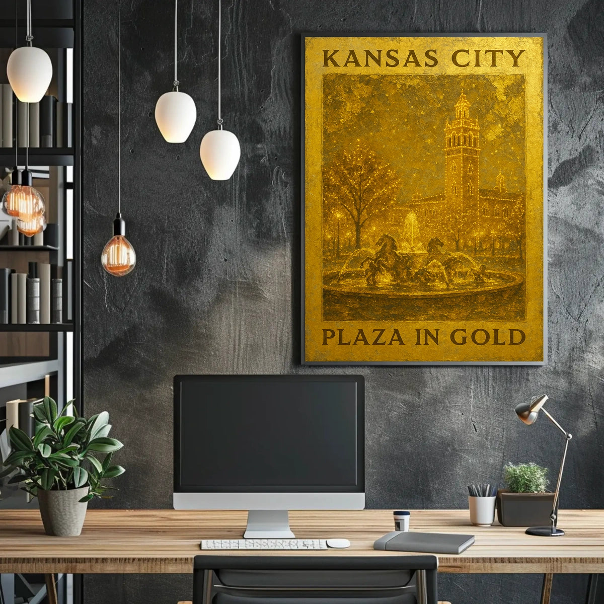 Kansas City Plaza In Gold Poster