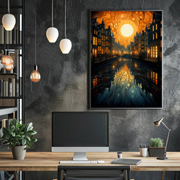 Dreamy Canal At Sunset Poster