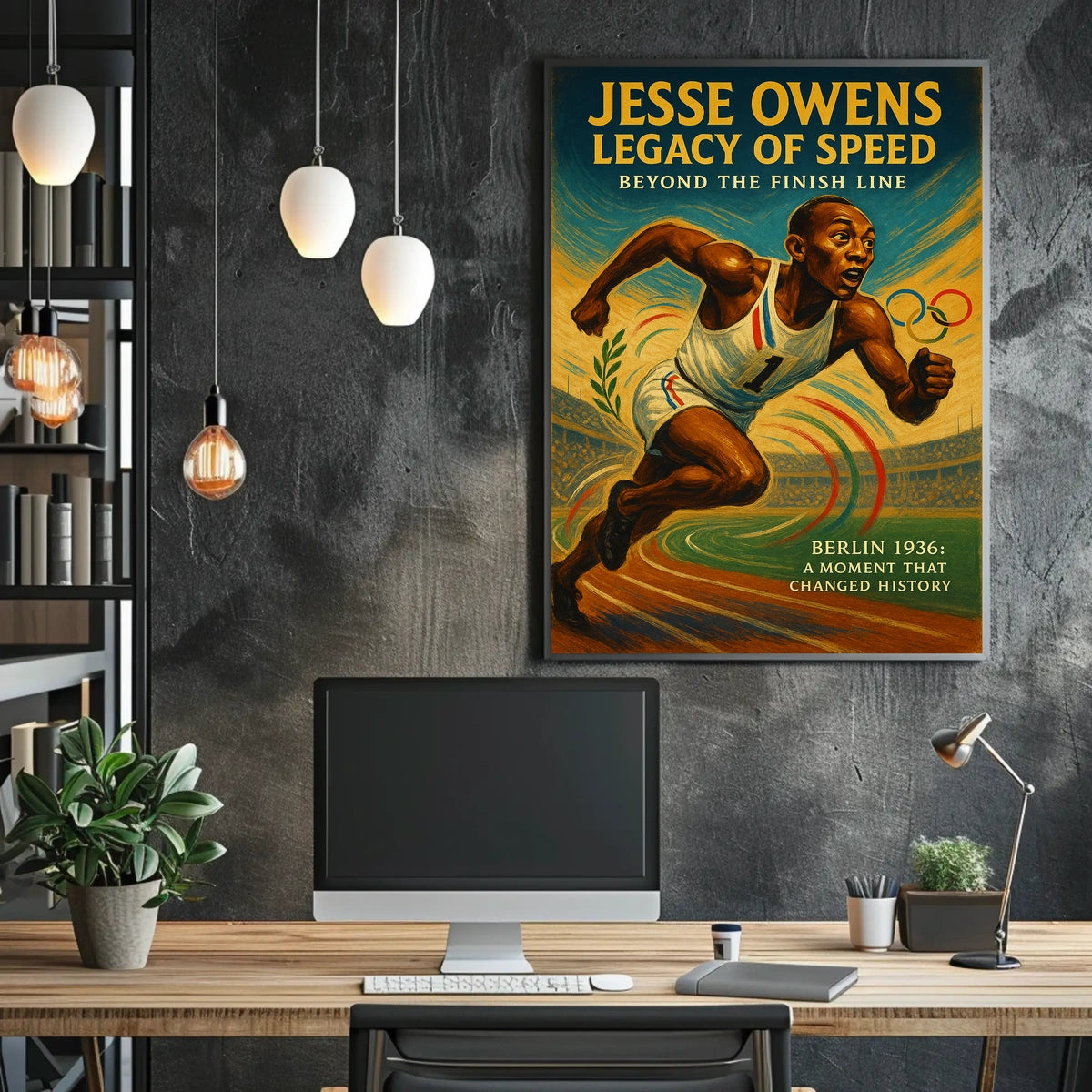Jesse Owens Triumph 1936 Olympics Vintage Art Poster