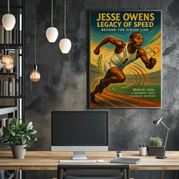 Jesse Owens Triumph 1936 Olympics Vintage Art Poster