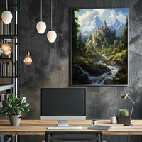 Enchanted Mountain Castle Poster PosterGoat