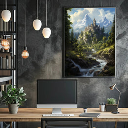 Enchanted Mountain Castle Poster PosterGoat