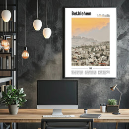 Bethlehem Urban Landscape with Middle Eastern Architecture Cityscape Poster PosterGoat