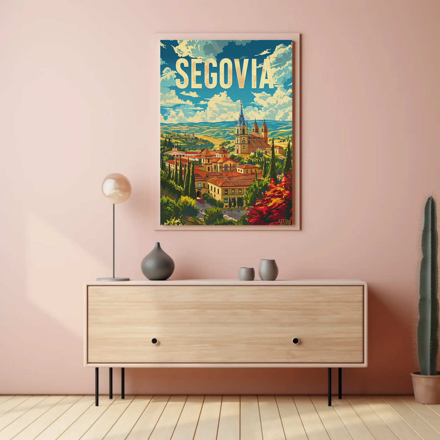 Segovia Cityscape Skyline and Architecture Travel Poster