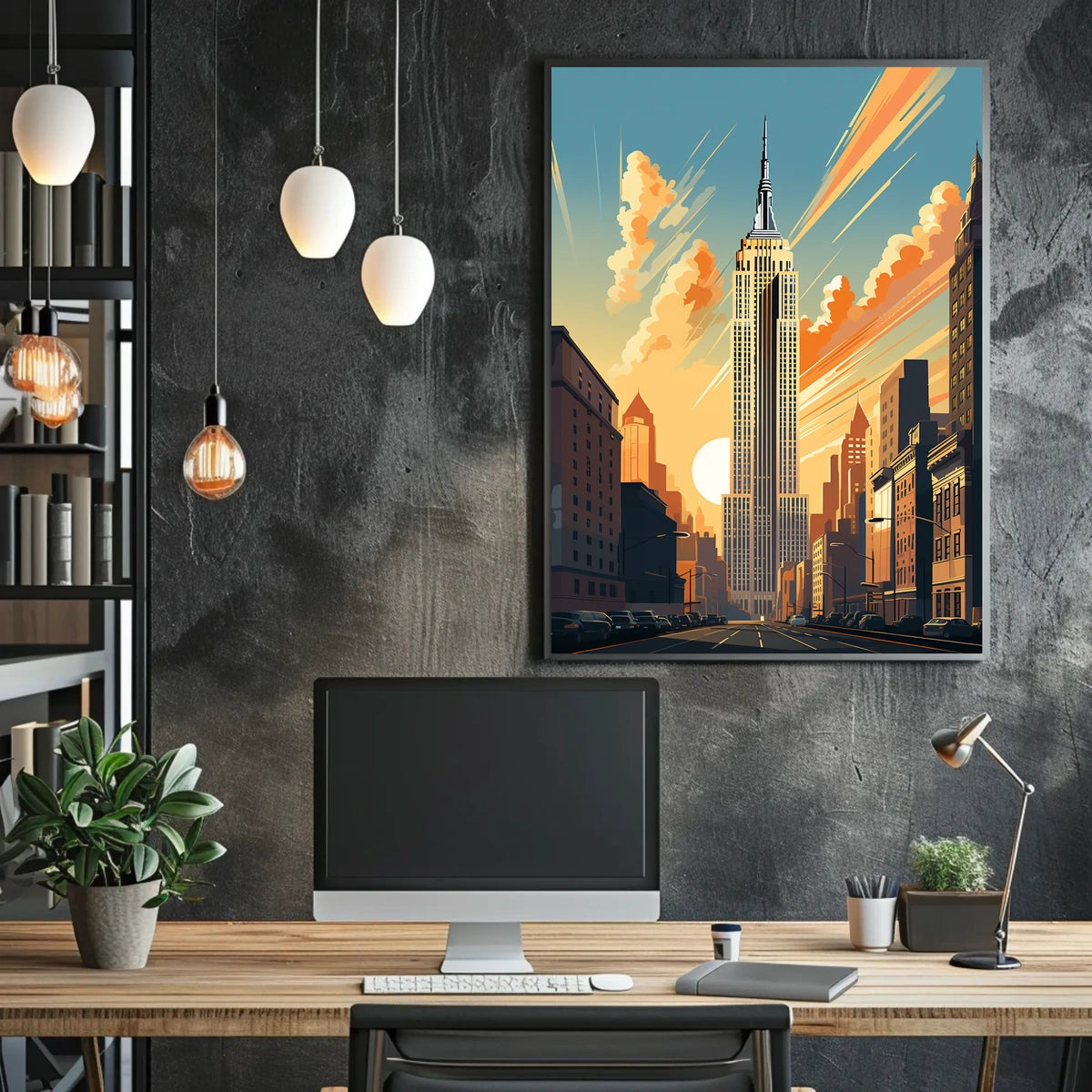 Empire Sunset Skyscraper Travel Poster