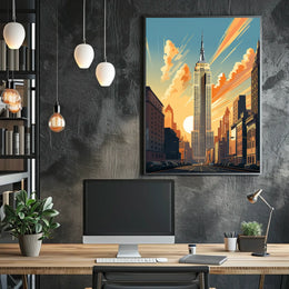 Empire Sunset Skyscraper Travel Poster