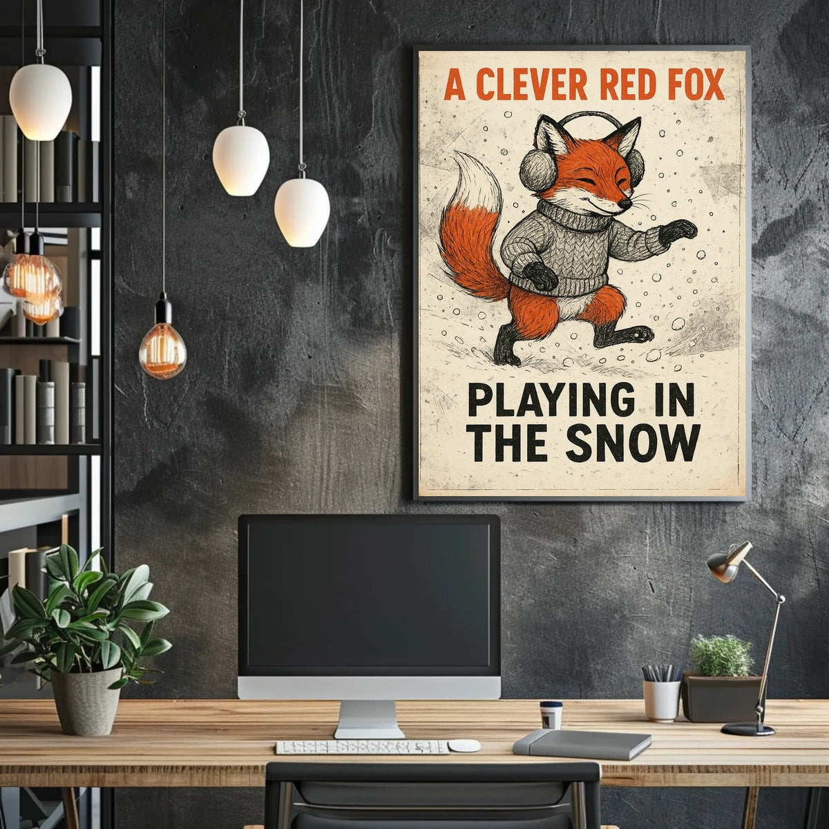 Fox Playing In Snow Poster