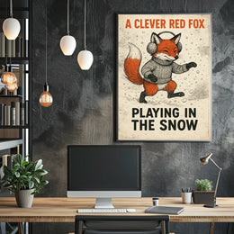 Fox Playing In Snow Poster
