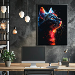 Neon Cat Portrait Poster