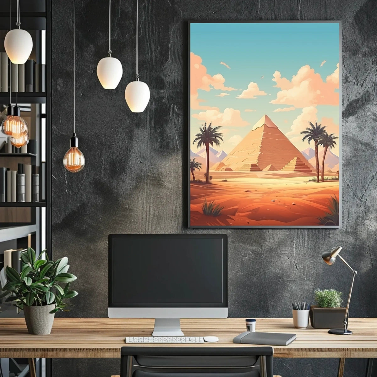 Ancient Egyptian Landscape with Pyramid Cultural Heritage Poster