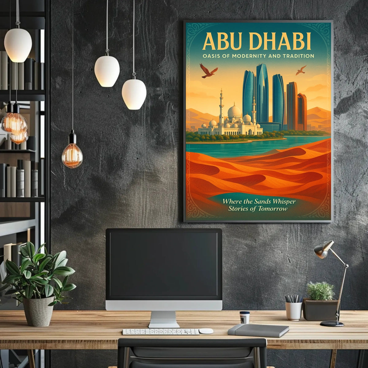 Abu Dhabi Modern Tradition Cityscape Travel Poster