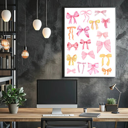Whimsical Watercolor Bows Art Print - Artistic Poster PosterGoat