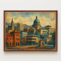 Maseru Cityscape Maseru Skyline Digital Painting Collectors Travel Decor Cultural Heritage Poster