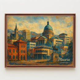 Maseru Cityscape Maseru Skyline Digital Painting Collectors Travel Decor Cultural Heritage Poster