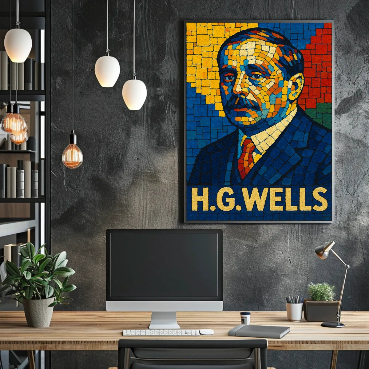 H.G. Wells Mosaic Portrait Poster