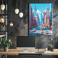 New York Cityscape Poster Modern Vibrant City Wall Art