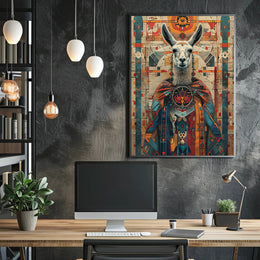 Stylized Llama in Andean Attire Cultural or Heritage Poster PosterGoat