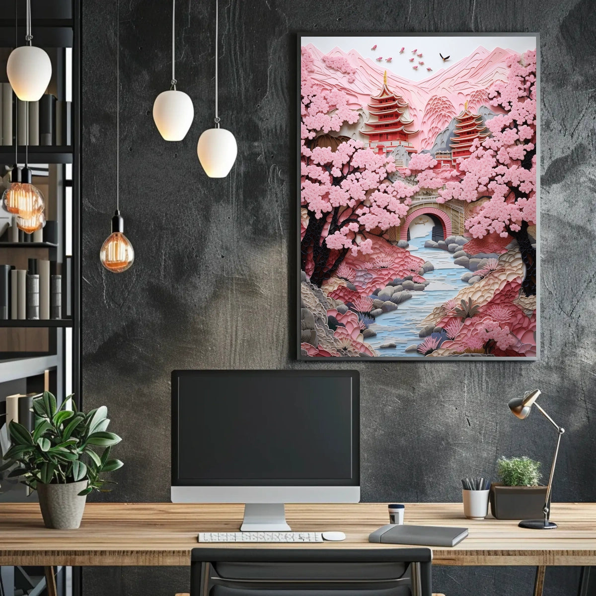 Serene Pagoda Oasis: Cultural or Heritage Poster