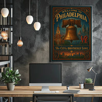 Philadelphia Vintage Poster: Liberty Bell & LOVE Sculpture