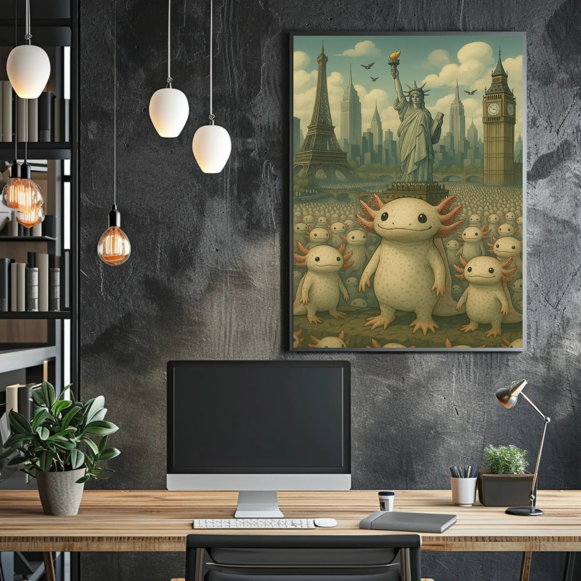 Whimsical Worlds Unite Fantasy Poster Abstract Wall Art