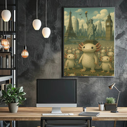 Whimsical Worlds Unite Fantasy Poster Abstract Wall Art