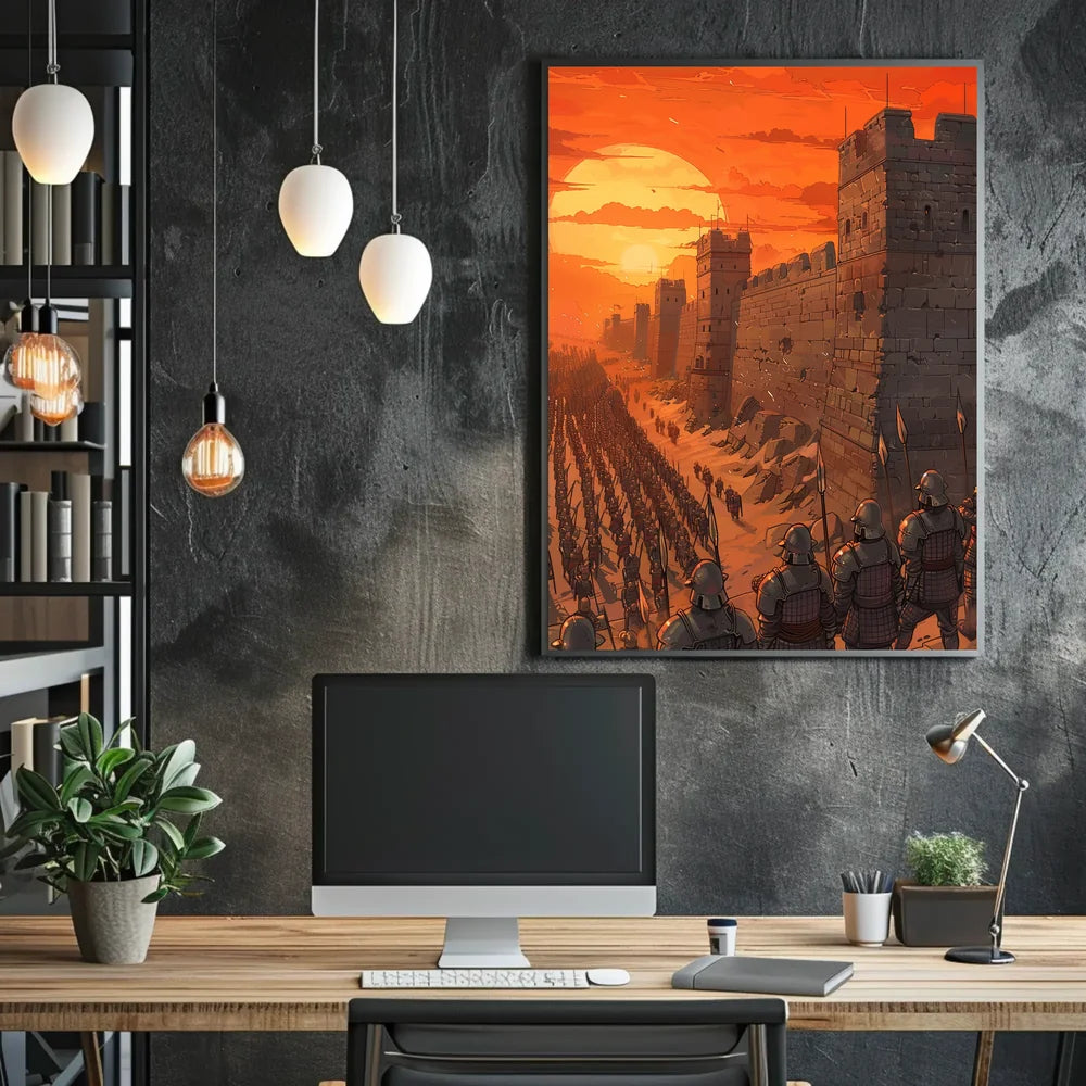 Medieval Army Marching at Sunset Epic Poster