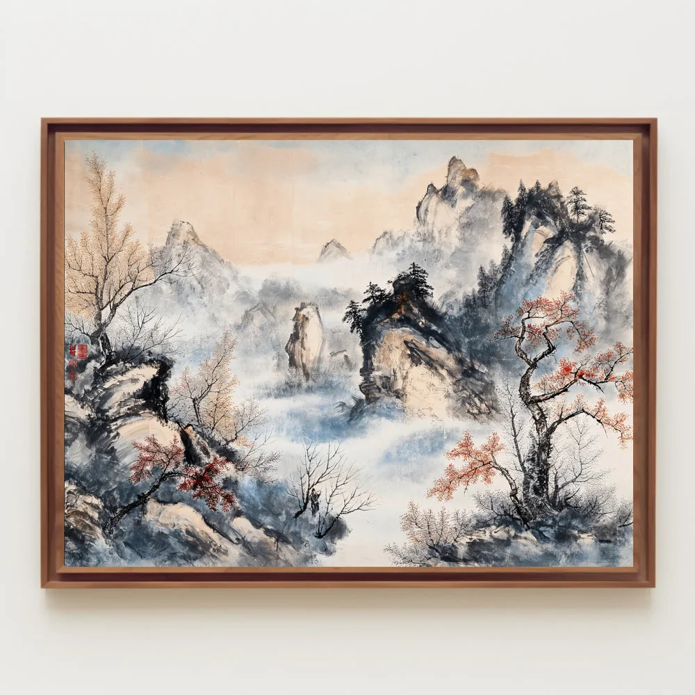 Elegant East Asian Landscape Ink Wash Poster