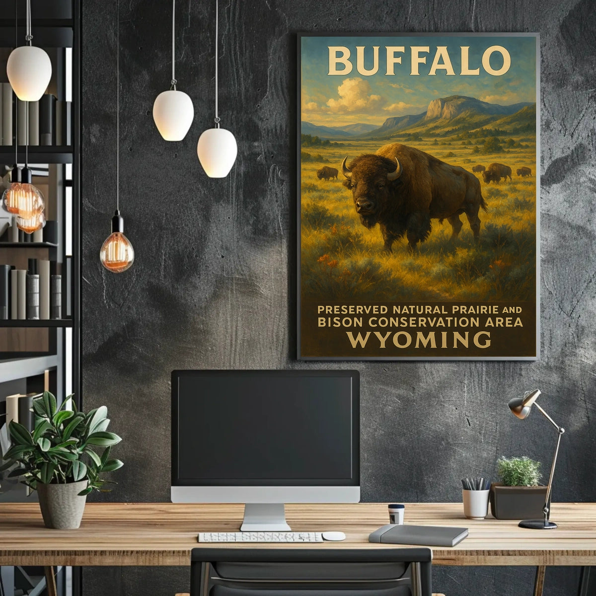 Buffalo Conservation Wyoming Scenic Wildlife Poster