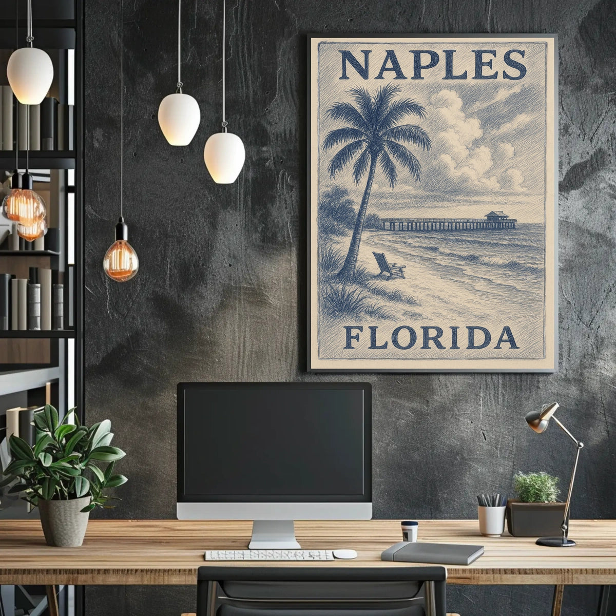 Naples Florida Poster Wall Art 18x24 Gulf Coast Beach Town