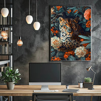 Majestic Leopard Floral Wall Art Print