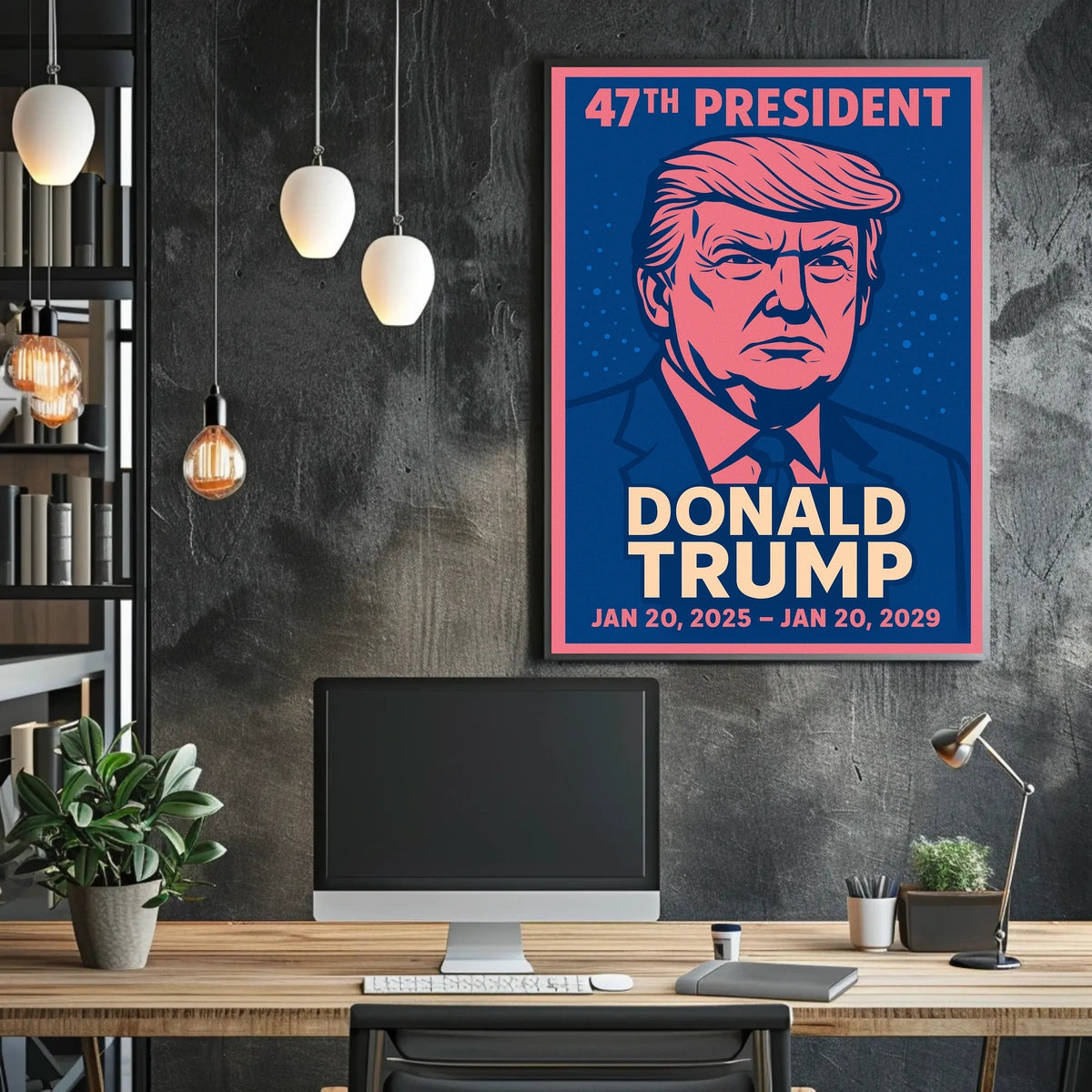 Donald Trump Visionary Renewal Digital Painting Typography Patriotic Legacy Poster